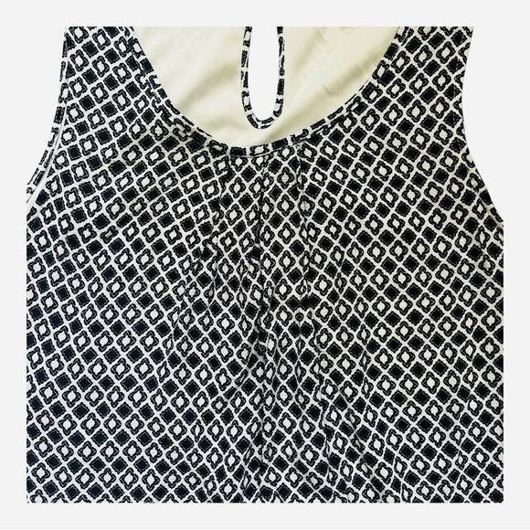 Crescent casual flowy border mosaic swing dress M sleeveless ruched lining - Picture 13 of 15
